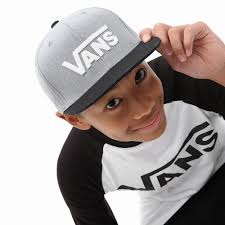 Vans Boys Drop V ll Snapback Hat - Heather Grey/Black